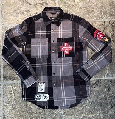 Cookies Mile High Long Sleeve Plaid Button-Up Shirt Size Medium NWT