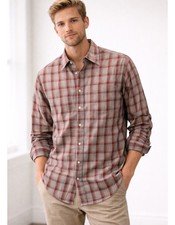 Easy Care Regular Fit Stafford Oxford Shirt Mens XL 17 1/2 Plaid NEW Travel