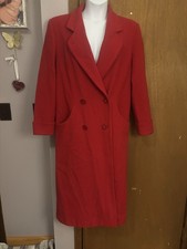 Vintage Donny Brook Elegant Red Double-Breasted 100 Wool Coat - Made in Ukraine