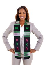 Black, Pink and Green Kente Cloth Stole / Sash. Graduation