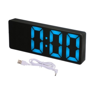 Square Electronic Alarm Clock,Alarm Clock with Black Case Mirror Blue Light