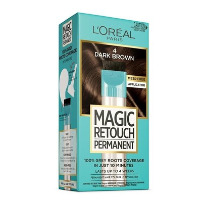 L'Oreal Paris Magic Retouch Permanent 4 Dark Brown Grey Coverage Lasts 4 Weeks
