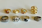 Lot Of 8 Vintage costume Statement Rings Various Sizes all EX