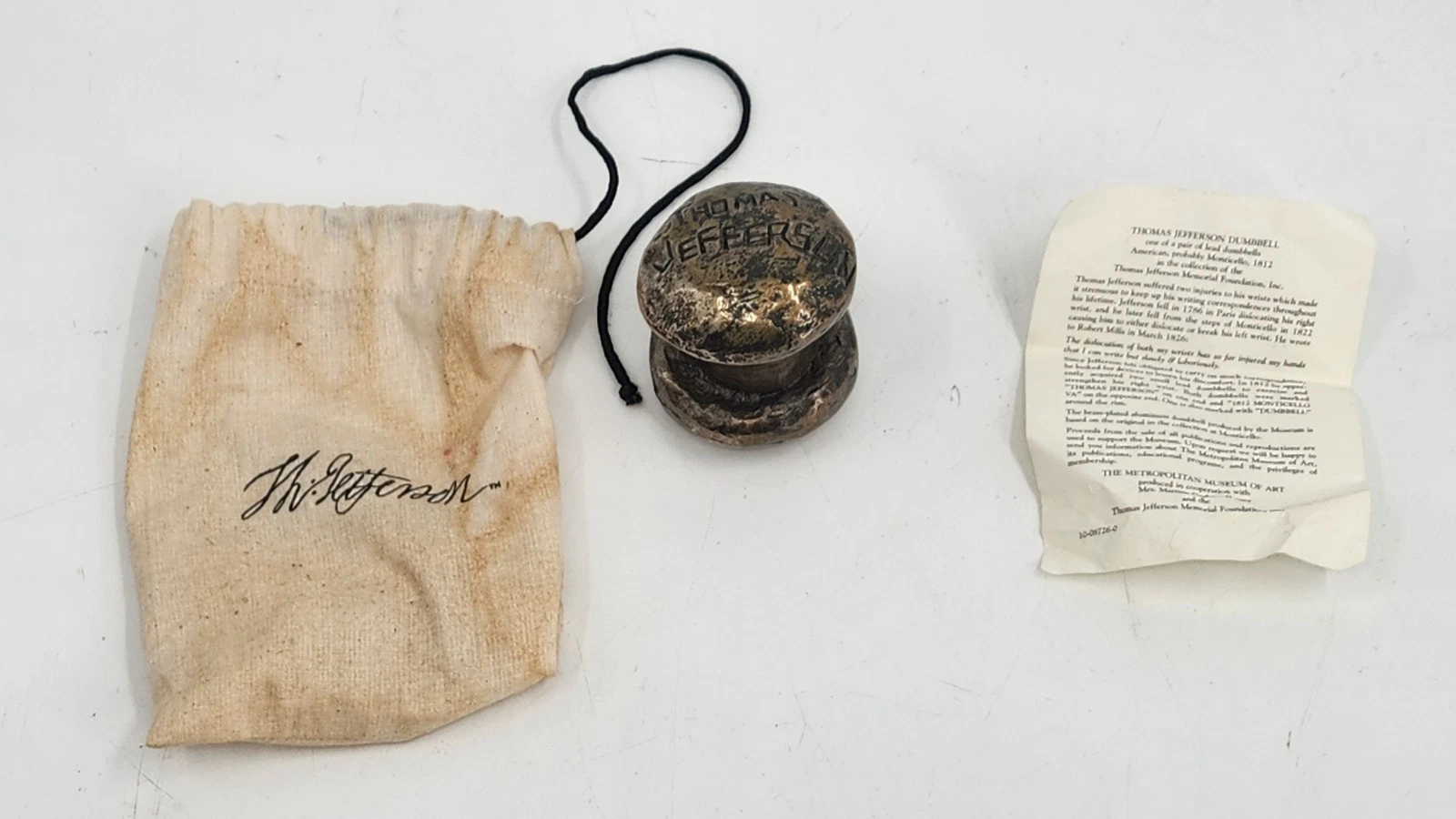 Thomas Jefferson 1812 Monticello Dumbbell Replica Lead Weight Historical