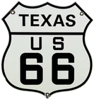 VINTAGE US ROUTE 66 TEXAS PORCELAIN METAL HIGHWAY SIGN GAS TX OIL ROAD SHIELD