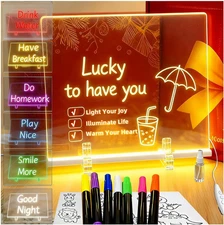 LED Drawing Board 13.7"X10" – Light up Acrylic Dry Erase Board & LED Note Board 
