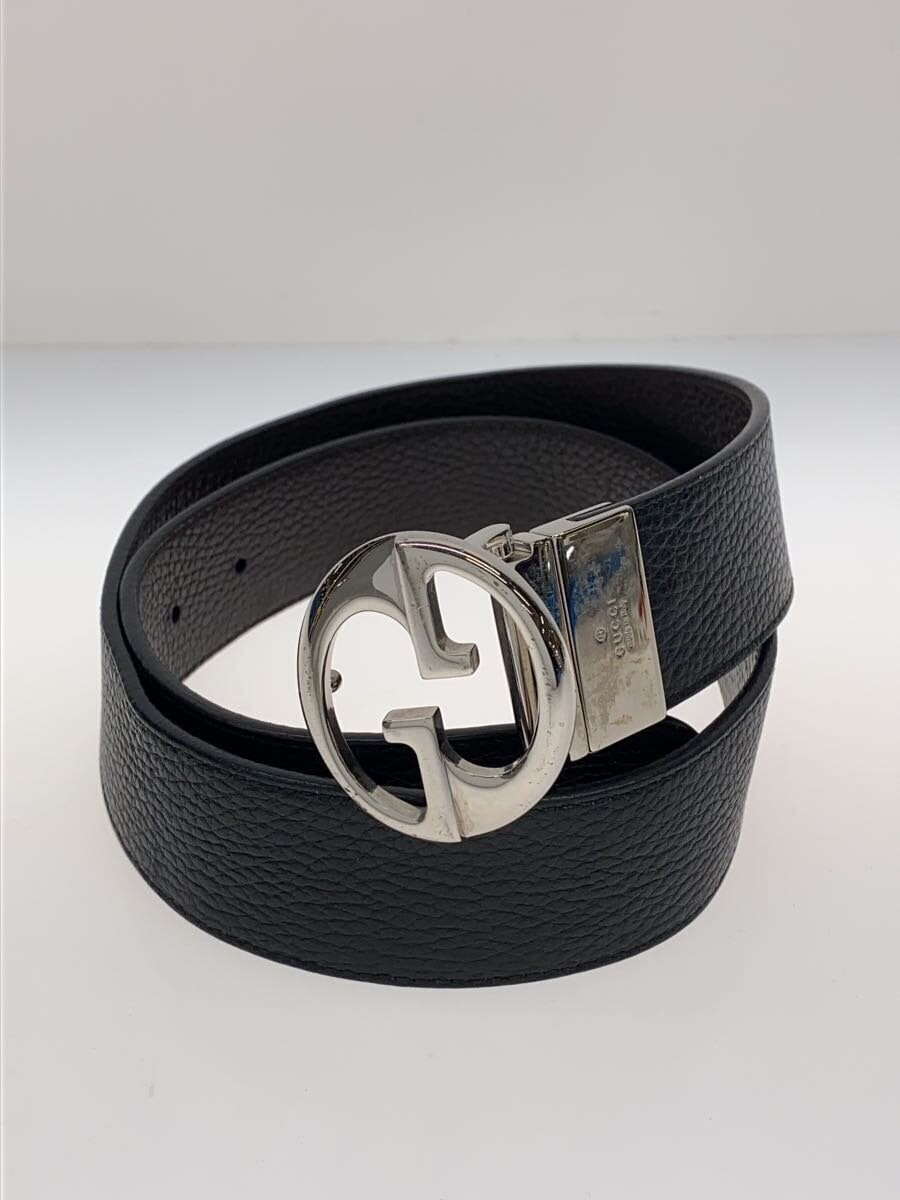 GUCCI Scratched Black Leather Belt for Men 449715