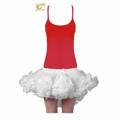 Ladies Red Vest Top White Tutu Skirt Xmas Party Women Christmas Fancy