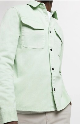 River island Men's shacket Green Overshirt Snap Thru Outerwear UK