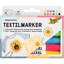 581 - Textil-Maler 12er farbig sortiert lichtbeständig und wasserfest