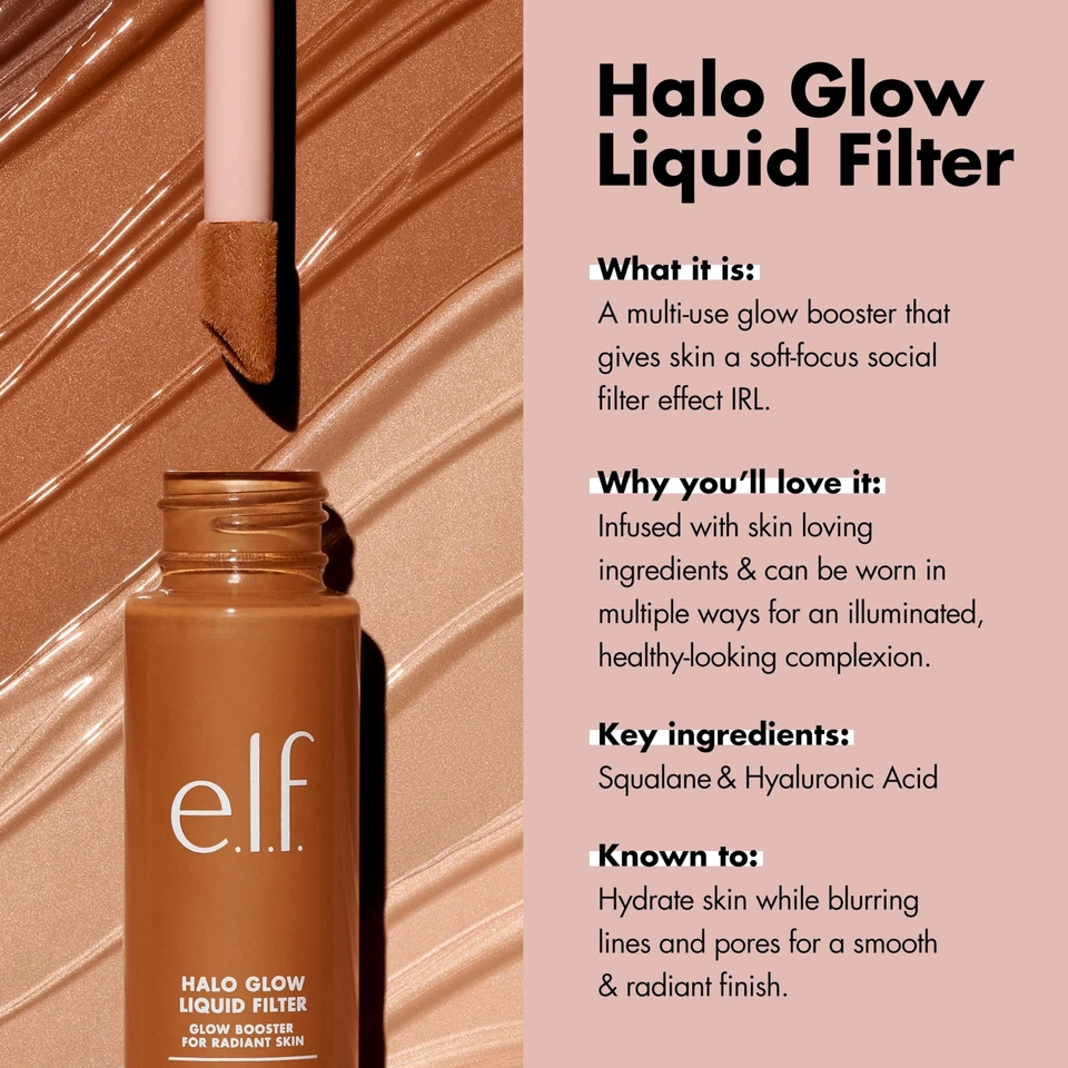e.l.f. Halo Glow Liquid Filter 1.06 Fl Oz Medium Tan Radiant Makeup Booster - Image 3 of 4