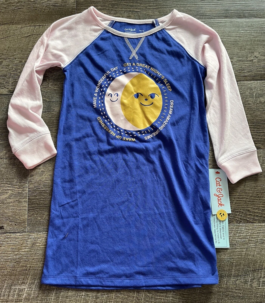 Target Girls Moon Solid Sleeve NightGown Cat Jack Size XS 4 5