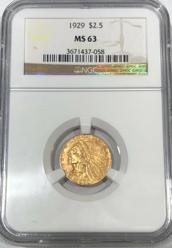 1929 Indian Head $2.50 Gold Quarter Eagle NGC MS63