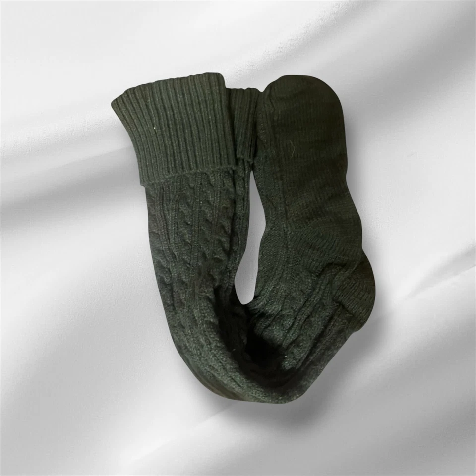 Calcetines hasta la rodilla para botas tórridos verdes con cable jaspeado hasta la rodilla, talla 10-13 Foto 2 de 3