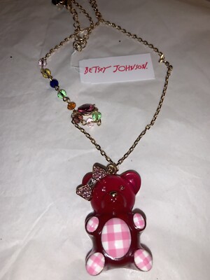 Betsey Johnson Teddy Bear Necklace With 