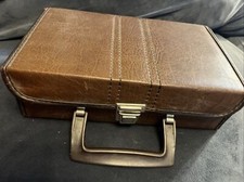 Vintage Cassette Tape Holder Carry Case w/ 12 Slots Faux Leather