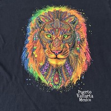 Vintage Aztec Lion T-Shirt Men's Large Mexico All Over Print Yazbek Puerto Vall