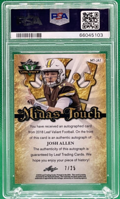 2018 Leaf Valiant Josh Allen RC Rookie MIDAS TOUCH NAVY AUTO /25