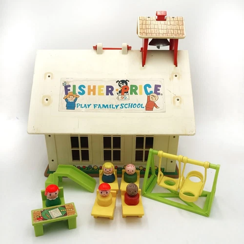 1971 Vintage Fisher Price Play Family School And Accessories