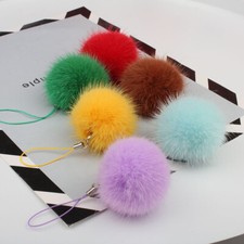 Real Mink Fur Pompom Ball Keychain Bag Charm Bag Purse Phone Furry Pendant Gift