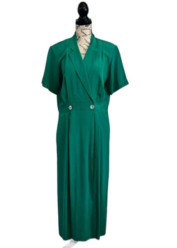Vintage Robbie Bee Emerald Green Silk Maxi Dress W
