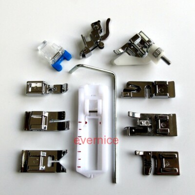 11 Stück Nähmaschine Low Shank Snap On Fuß für Bernette Bruder Kenmore Babylock