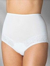 DIXIE BELLE 100 Nylon Leg Lace Trim Full-Cut White Brief Plus Size 11/4XL