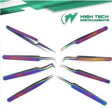 Eyelash Extension Tweezers Volume Individual Lash & Set Case Rainbow 