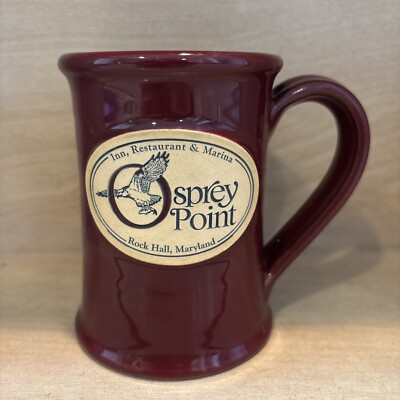 2013 OSPREY POINT INN RESTAURANT COFFEE MUG MAROON DENEEN POTTERY, ROCK HALL, MD