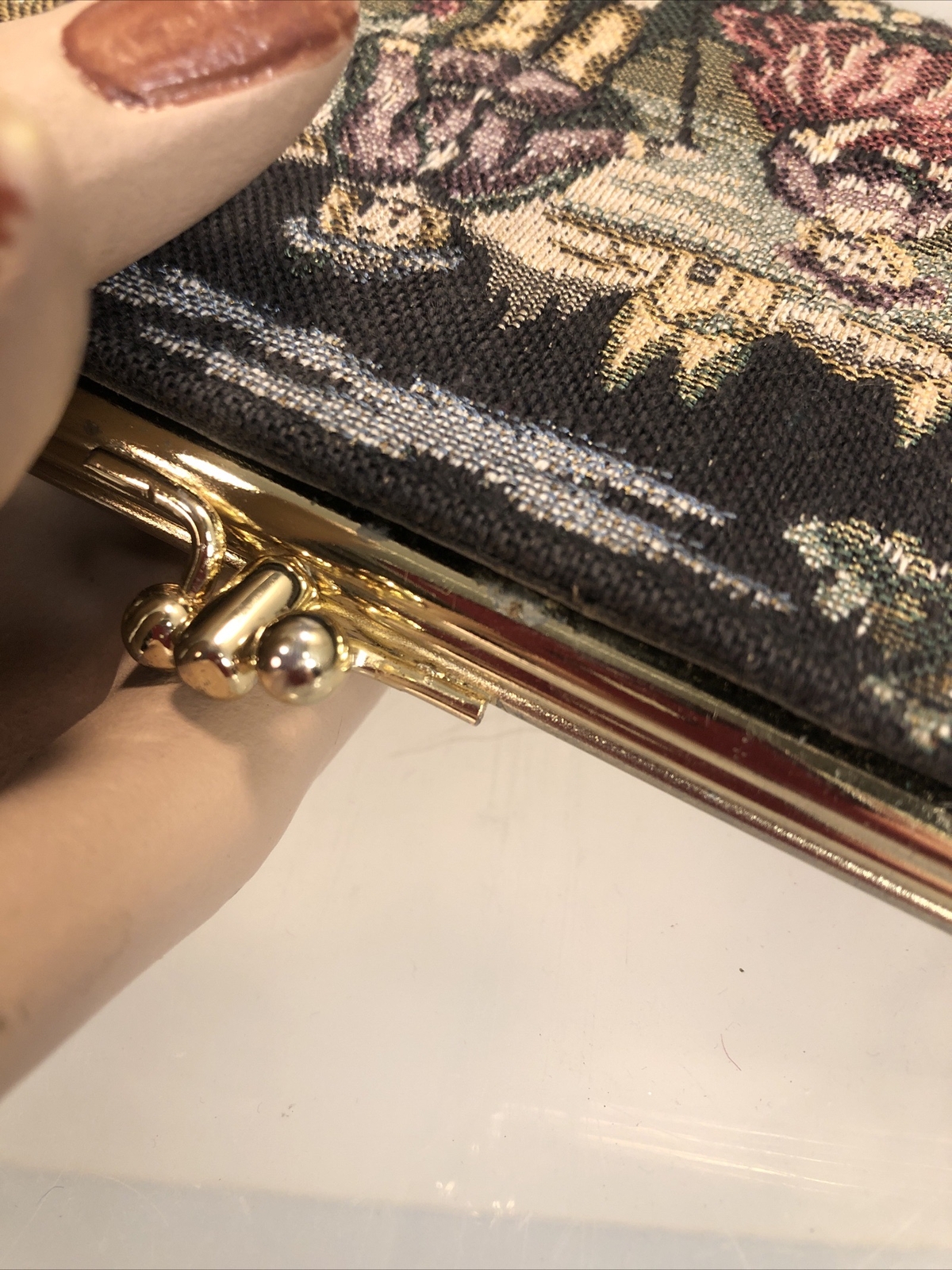 Vintage Rectangular Shape Baronet upholstery Vict… - image 6