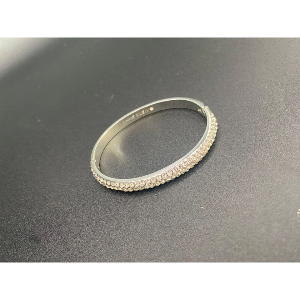 Anne Klein Women's Crystal Pave Bangle Bracelet in Silver-Tone Size 2.50" NIB - Image 3 of 3