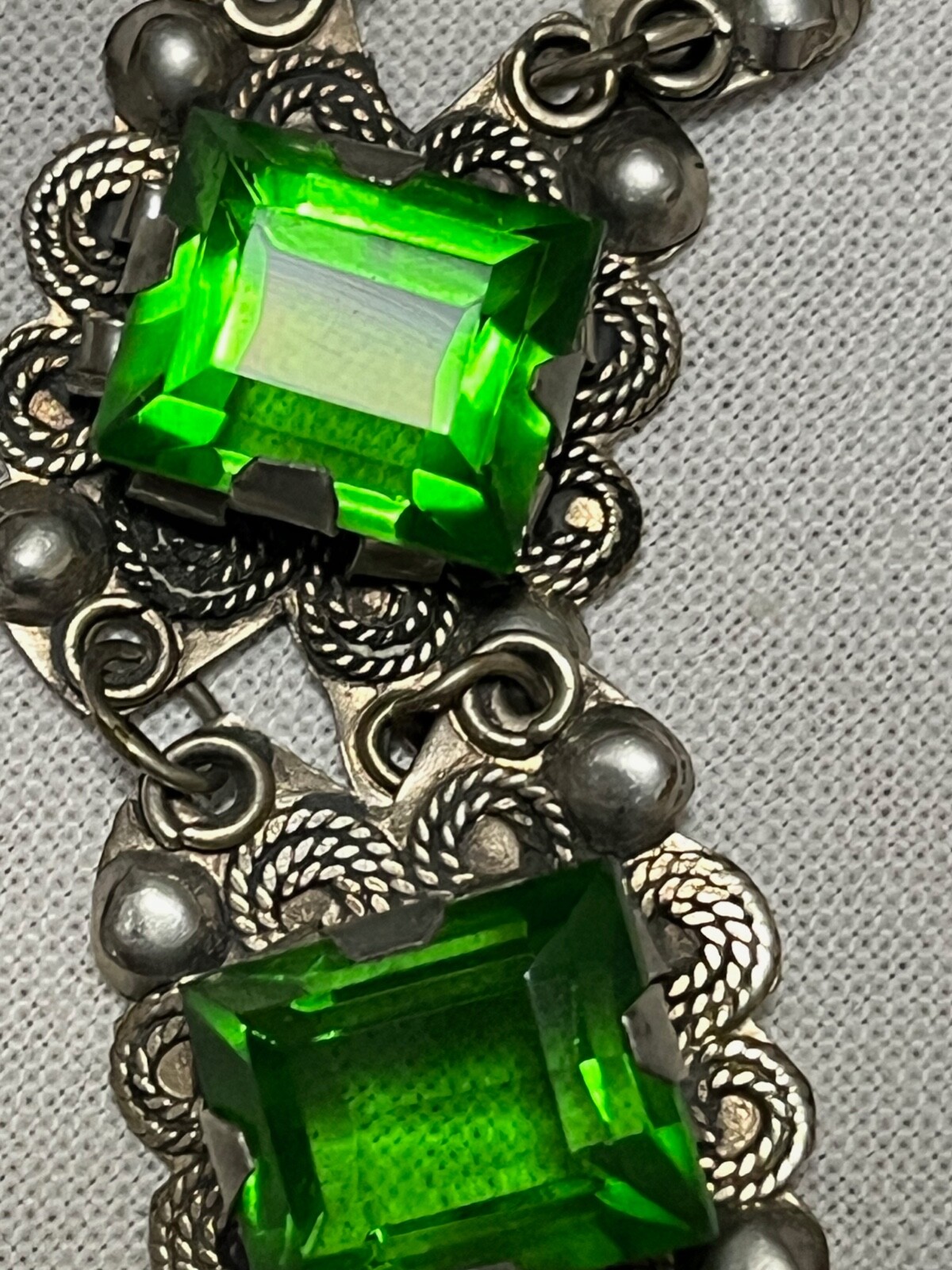 Vintage spring green rectangular glass organic si… - image 15