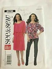See & Sew Butterick Pattern Top Dress B5700 Size A XS XXL CUT