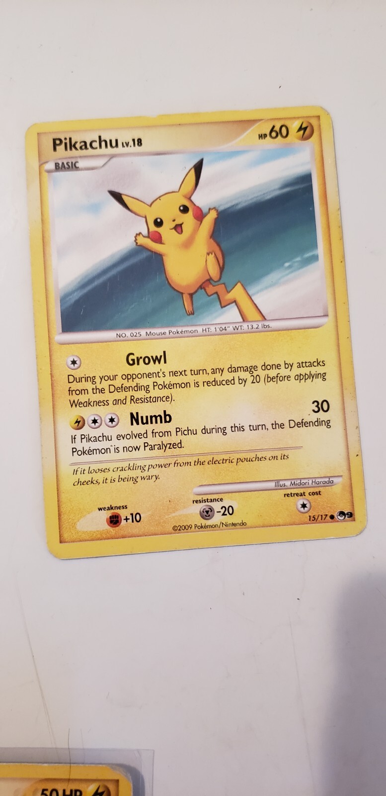 Pokemon Pikachu Common 15/17 Pop Series 9 NM