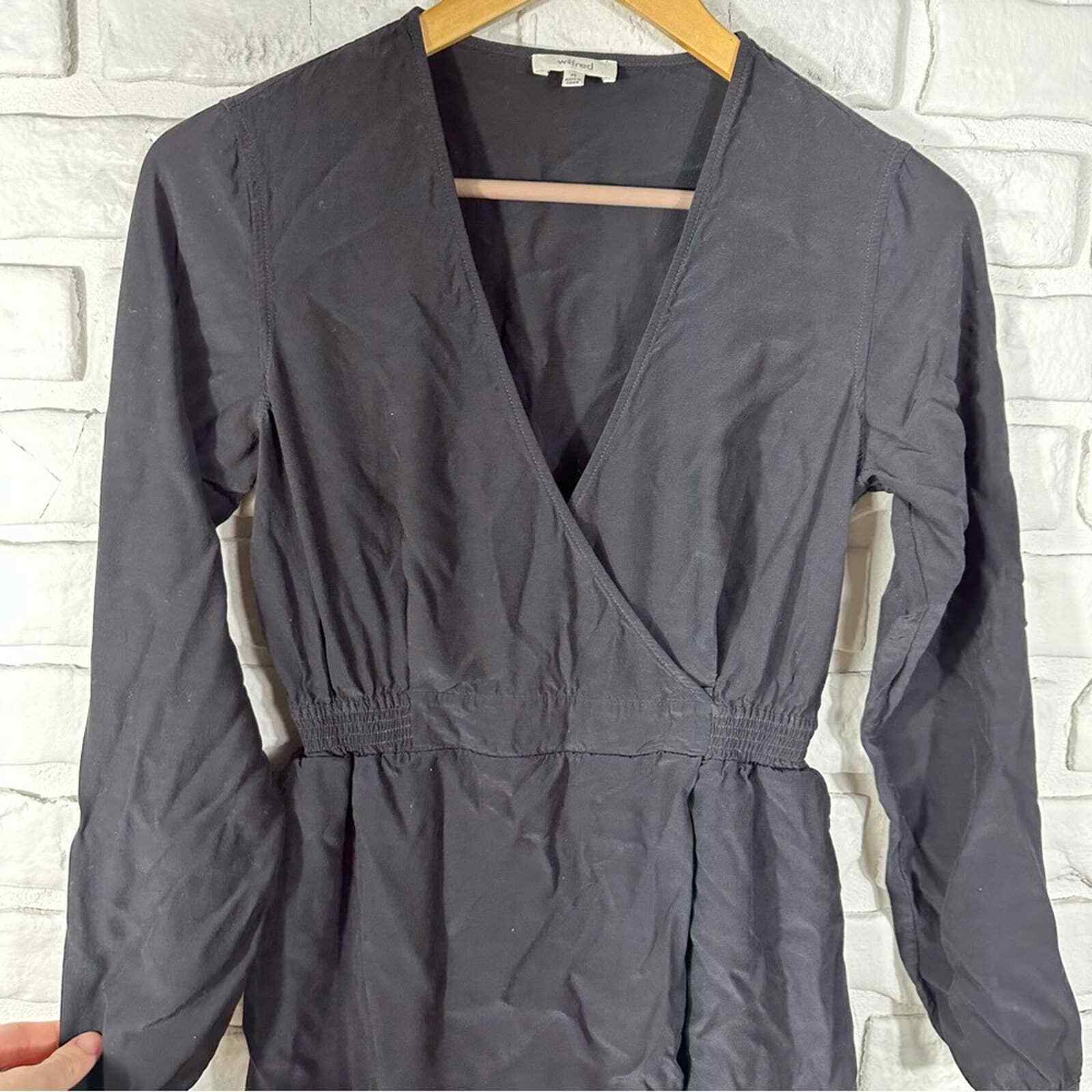 Wilfred Aritzia Black Long Sleeve Mini Dress Size XS Gem
