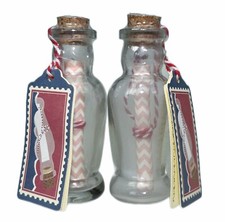 2 Message in a Bottle Glass Vial 4  Miniature Scroll Memory Keepsake Cork Lid