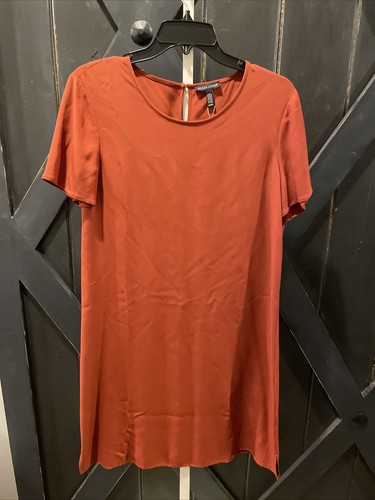 Eileen Fisher Burnt Orange Short Sleeve Tencel Crepe Shift Dress Size XS - NWT - Bild 1 von 14