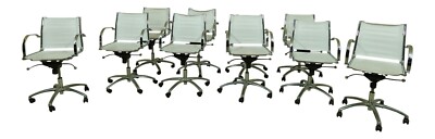 LF52043EC: Set 10 HERMAN MILLER Style Modern Chrome Office Chairs