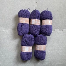 Vintage Brynkir Pure New Wool Yarn Wales Purple 50 g x 6 balls Fingering Rustic 