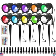 RGB LED Landscape Lights 5W Low Voltage Waterproof Spotlight Remote Control