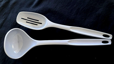 Vintage Foley Nylon SLotted Serving Spoon & Ladle Baby Blue 11'' Utensil Lot
