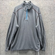 Tommy Bahama Pullover Sweater Mens 2XL Gray Reversible Quarter Zip Cotton