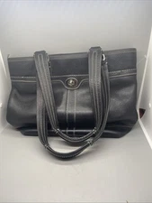 Coach F13959 Hamptons Black Pebbled Leather Tote Bag