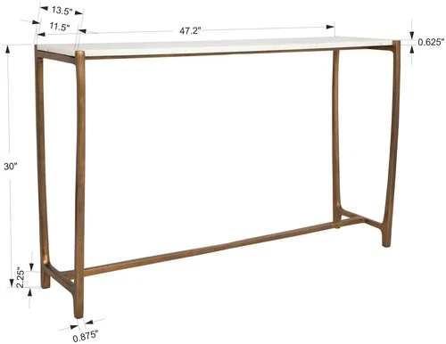 Uttermost 22964 Affinity 47"W Aluminum and Marble Table - Gold - Picture 5 of 5
