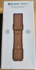 NEW! Olight Odin S 1500 Lumen Rechargeable Rail Mount Flashlight (MLOK-Tan) NEW!