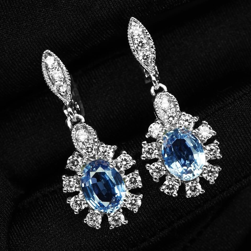 Orecchini in argento sterling 925 oro bianco fiordaliso incontaminato... - Immagine 2 di 4