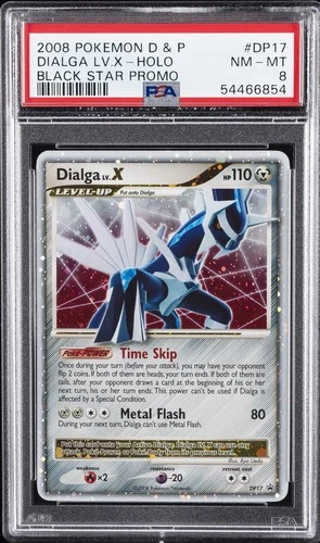 2008 POKEMON DIAMOND & PEARL BLACK STAR PROMO #DP17 DIALGA LV.X-HOLO PSA 8
