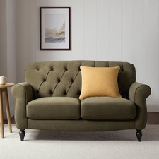 Dusk Hebden Olive Green Velvet 2 Seater Sofa RRP £589