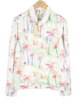 SCOTCH & SODA Herren Sakko M bunte Palme Hawaii Hanfmischung Knopfleiste *