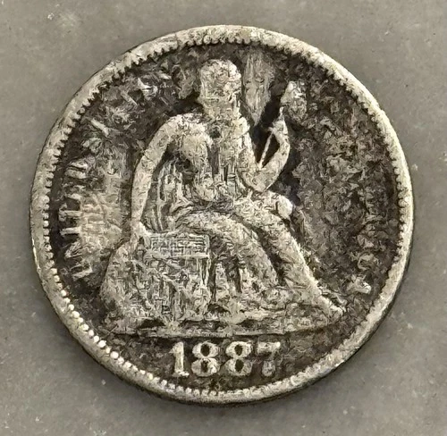 1887 Seated Liberty Dime - G - Good - 90% Silver